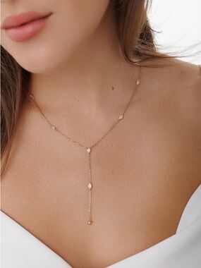 Sterling/Gold vermeil Lariat Necklace with Crystals